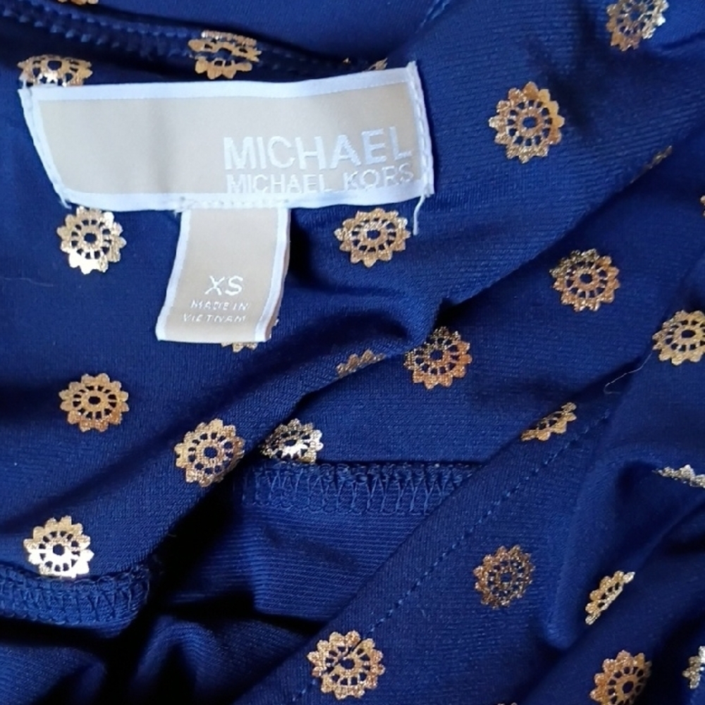 Michael Kors Women’s Navy and Gold Maxi Dress Size XS - Picture 9 of 13